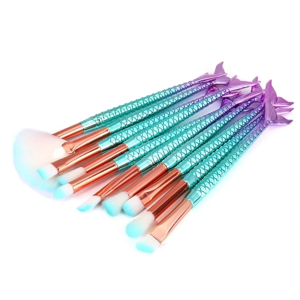 Makeup Brush Set - Mermaid 3D Ombre Rainbow